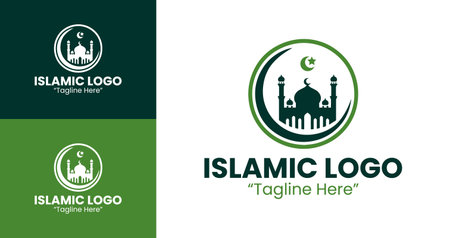 Perfect for religious branding, this emblem signifies the essence of Islam and the shared identity of the Muslim Ummah.のイラスト素材