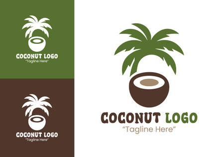 An elegant coconut  designed for wellness products, cafes, and restaurants emphasizing natural, organic refreshment.のイラスト素材