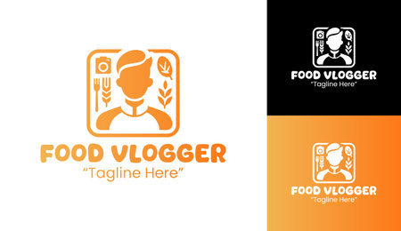 A creative food vlogger  ideal for cooking tutorials, food review videos, and lifestyle content branding.のイラスト素材