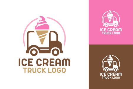 A modern ice cream truck  design suitable for dessert , mobile cafes, and street food branding.のイラスト素材