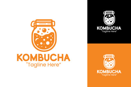 A premium artisan kombucha  design perfect for health drinks, natural beverage brands, and modern cafes.のイラスト素材