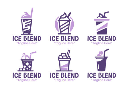 A collection of 6 professional ice blend  designs, suitable for cafes, smoothie bars, and beverage branding projects.のイラスト素材