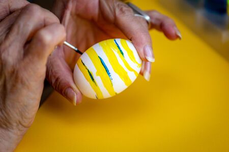 Traditional handmade easter eggs. Painted with different paints and by different ways.の写真素材