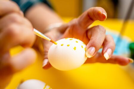 Traditional handmade easter eggs. Painted with different paints and by different ways.の写真素材