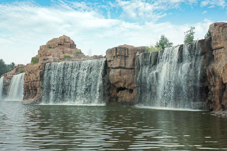 waterfall artificialの写真素材