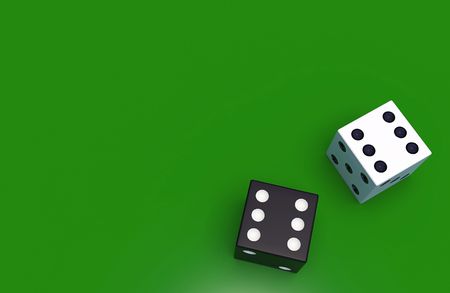 two dice on a tableの写真素材