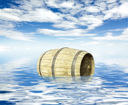 Sky and sea and barrelの写真素材