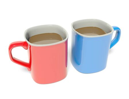 Colored coffee cupの写真素材