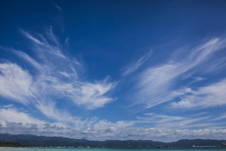 Tropical landscape, palm, blue sky, seaの写真素材