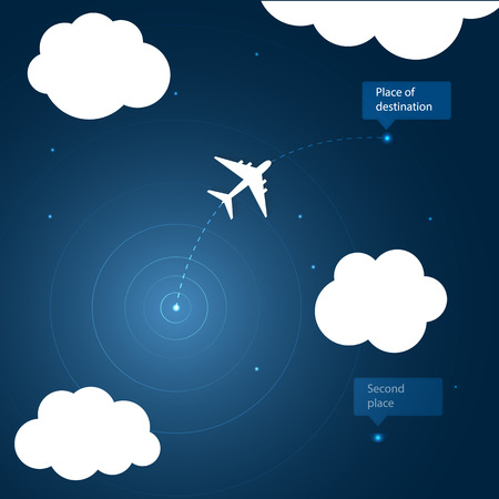 Airplane routes to place of destination.のイラスト素材
