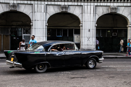 old car in cuban streetのeditorial素材