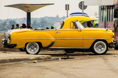 old car in cuban streetのeditorial素材