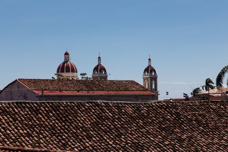 view of granada cathedral with roof of tiles. Nicaraguaの写真素材