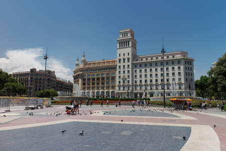 Barcelona, Catalunya- june 12th 2015: street view from plaÃ§a catalunyaのeditorial素材