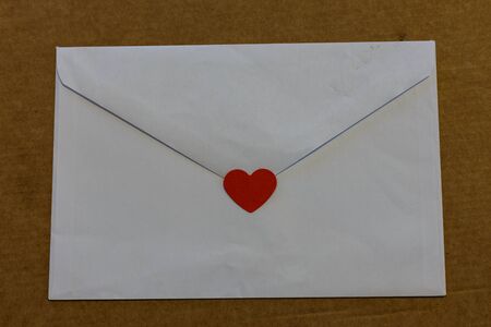 Envelope with red heart for valentine dayの写真素材