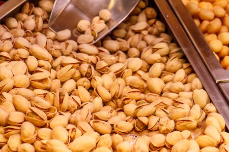 pistachio at the boqueria market in Barcelonaの写真素材