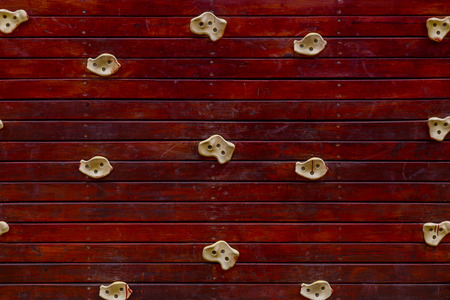 wooden rock climbing wallの写真素材