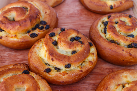 fresh cinnamon raisin swrilsの写真素材