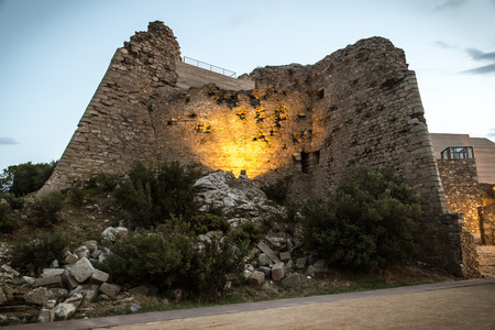 medieval castle from Roses, Costa Brava, Catalunya, Spainのeditorial素材