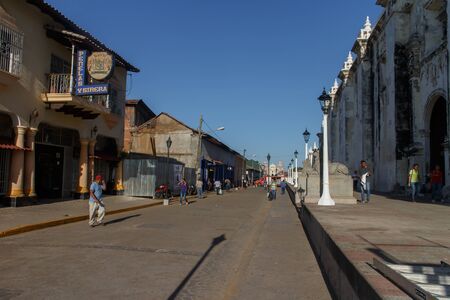 Leon, Nicaragua - March 16, 2016: principal street view at afternoon. Travel imagery for Nicaraguaのeditorial素材