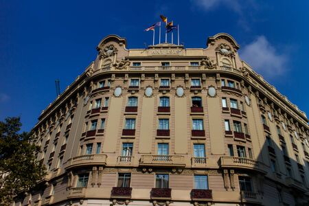 Modernist building outdoors in Barcelona streetのeditorial素材