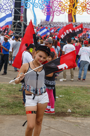 Managua, Nicaragua â July 19, 2016: People on street commemorating the 37th anniversary of victory of sandinist revolutionのeditorial素材