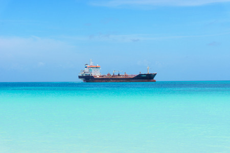 container ship on caribbean seaの写真素材