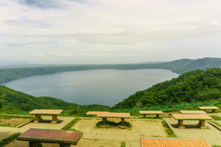 Apoyo Lagoon view from Catarina, Nicaragua.の写真素材