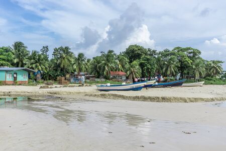 Corn Island, Nicaragua â August 17, 2016: beach view with people around. General travel imageryのeditorial素材