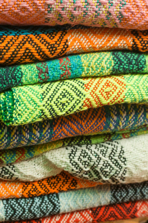 Different colorful fabrics, mayan style as patternの写真素材