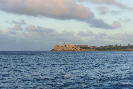 Castillo del Morro view from el Malecon, La Havana, Cubaの写真素材