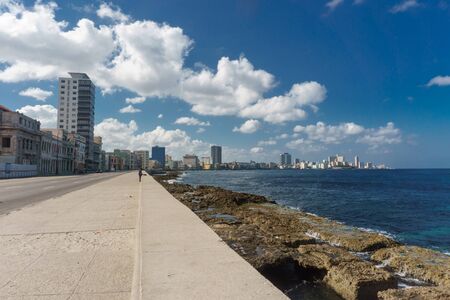 La Havana, Cuba: City view from Malecon on sunny day. Malecon it's the most touristic place in La Havanaの写真素材