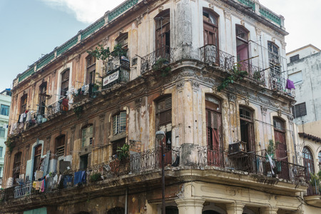 La Havana, Cuba â December 26, 2016: old building facade, La Havana, Cubaのeditorial素材