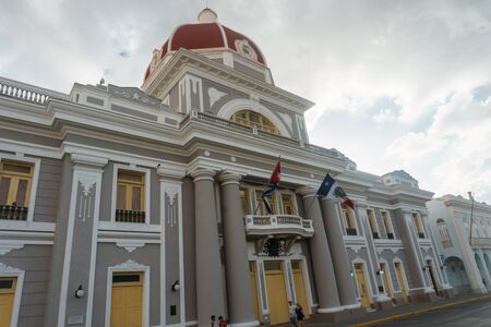 CIENFUEGOS, CUBA - DECEMBER 31, 2016: Central park view, with central comunist party executive building .のeditorial素材