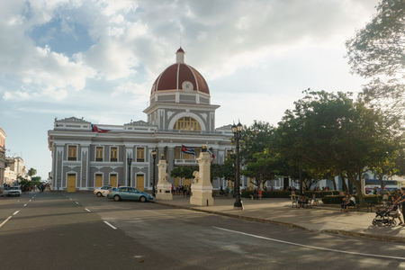 CIENFUEGOS, CUBA - DECEMBER 31, 2016: Central park view, with central comunist party executive building .のeditorial素材