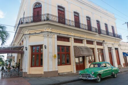 Cienfuegos, Cuba â January 1, 2017: street view around central parkのeditorial素材