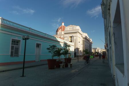 Cienfuegos, Cuba â January 1, 2017: street view around central parkのeditorial素材