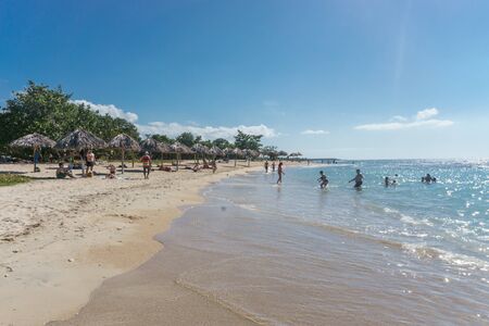 Cienfuegos, Cuba â January 1, 2017: Caribbean beach Playa Rancho Luna in Cienfuegos. Sandy coastのeditorial素材