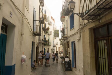 Peñiscola, Spain, August 19, 2017: street view of peñiscola during high touristic season. general travel imagery.のeditorial素材