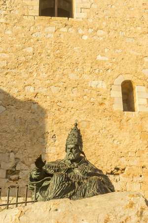 Pe?iscola, Spain, August 19, 2017: Outdoors view of the castle of Pe?iscola, located on Costa del Azahar in Spainのeditorial素材