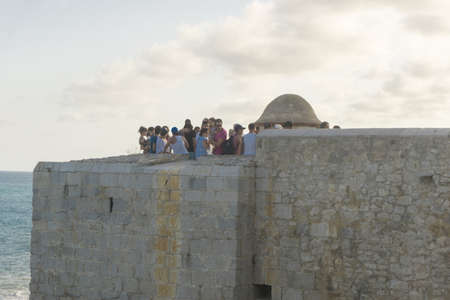 Peñiscola, Spain, August 19, 2017: Outdoors view of the castle of Peñiscola, located on Costa del Azahar in Spainのeditorial素材