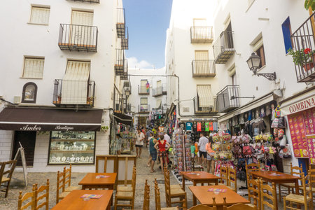 Peñiscola, Spain, August 19, 2017: street view of peñiscola during high touristic season. general...