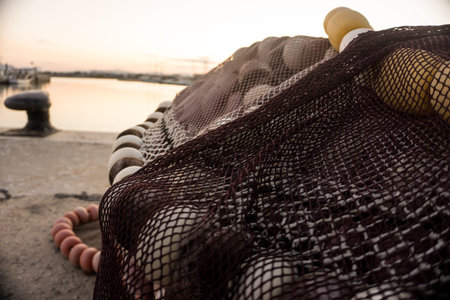 Fishing net with floats. Fisheries.