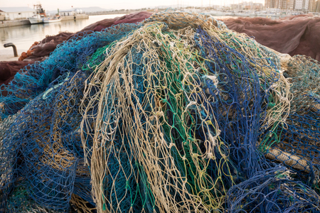 Fishing net with floats. Fisheries.の写真素材