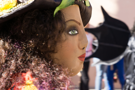 Granada, Nicaragua â February 15, 2017:  People wearing traditional dress and colorful masks during celebration of Carnival. Nicaragua traditional folkのeditorial素材