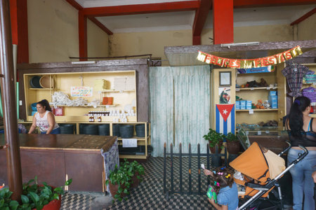 Santa Clara, Cuba, January 5, 2017: inside a local farmacy in Santa Clara, Cuba. Local life imageryのeditorial素材