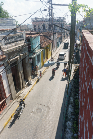 Santa Clara, Cuba, January 4, 2017: street view around the Central Parkのeditorial素材