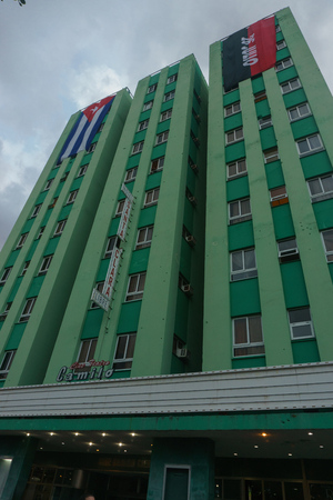 Santa Clara, Cuba, January 5, 2017: Hotel Santa Clara view from outdoors, antique cinema clory and now named Camilo Cienfuegosのeditorial素材