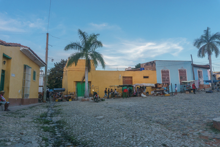 Trinidad, Cuba, January 3, 2017: street view of trinidad. Touristic place from Cubaのeditorial素材