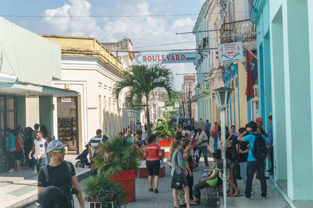 Santa Clara, Cuba, January 5, 2017: Boulevard street on sunny day in Santa Clara, Cuba. Daily life imageryのeditorial素材